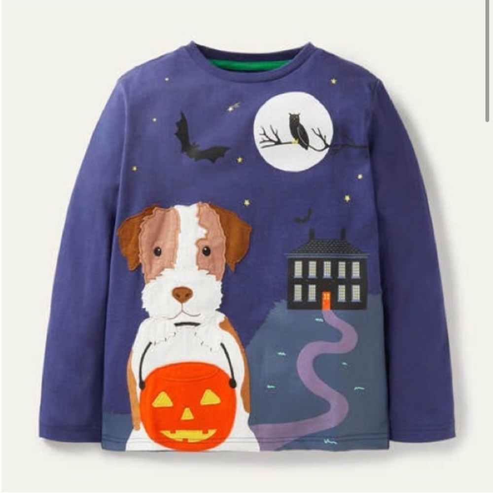 (Mini-Boden) Halloween appliqué shirt size 5-6